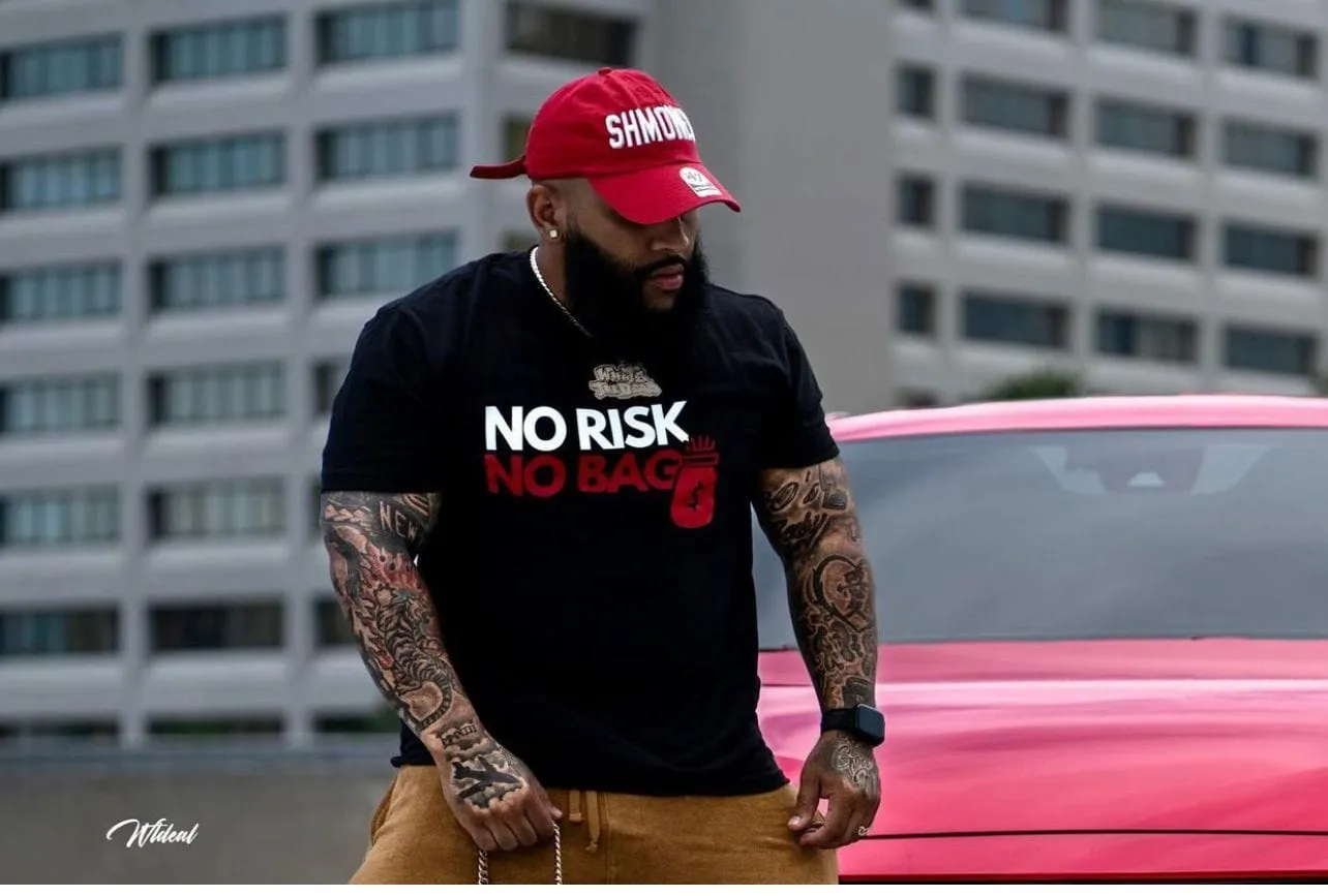 RISKY REWARDS “NO RISK NO BAG” COTTON BLACK/RED TEE