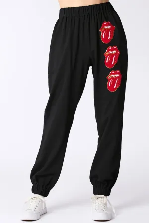 ROLLING STONES TOWEL& SEQUINS EMBO DETAIL JOGGER SWEATPANTS