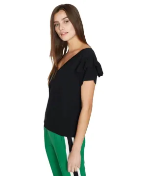 Ruffle V-Neck, Black