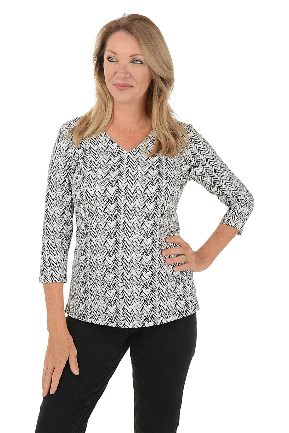 Sandy Chevron Classic UPF50  V-Neck Top