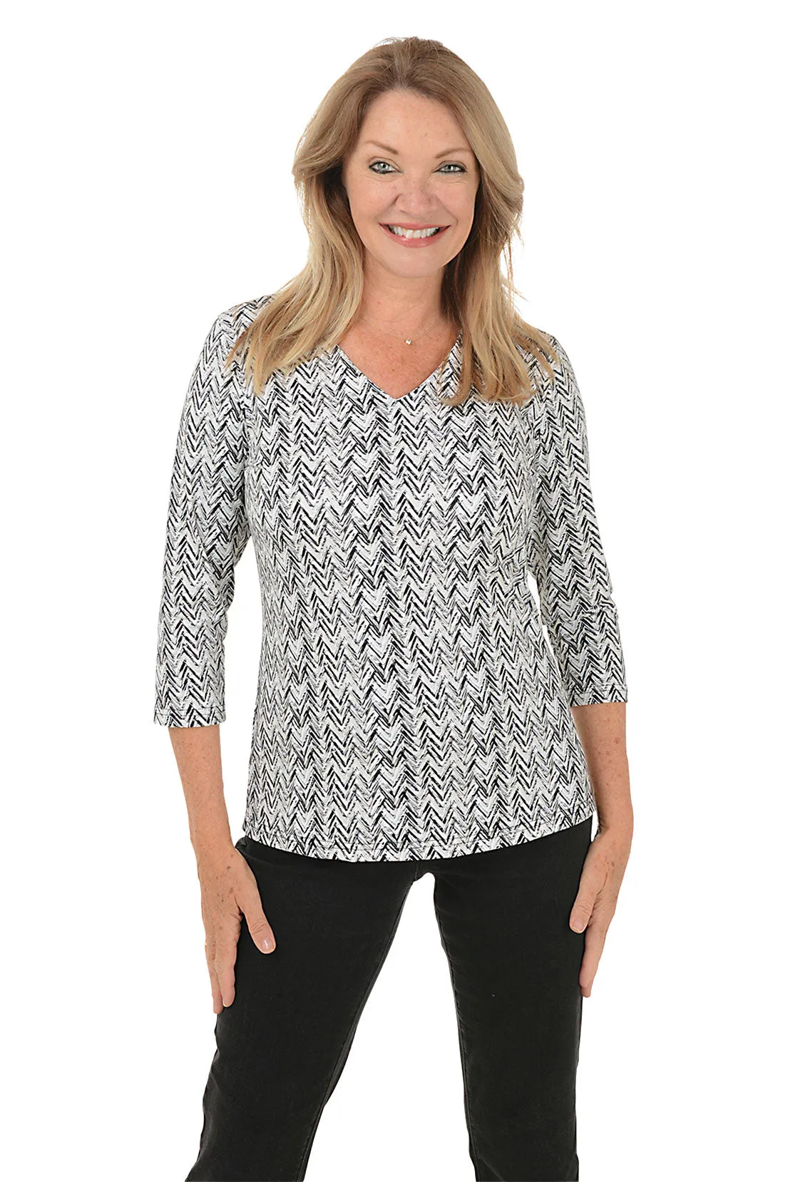 Sandy Chevron Classic UPF50  V-Neck Top