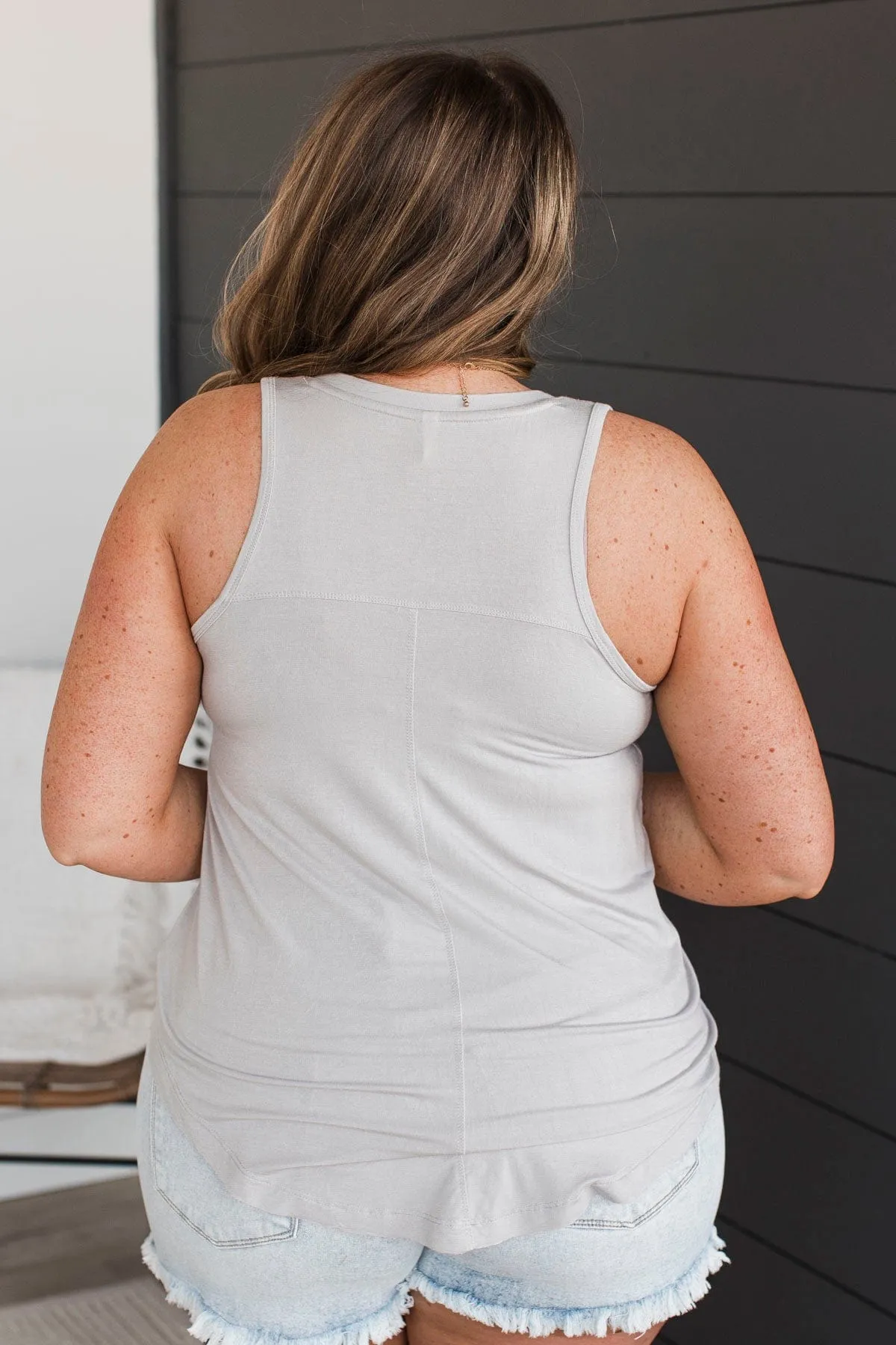 Searching For Joy V-Neck Tank Top- Pebble