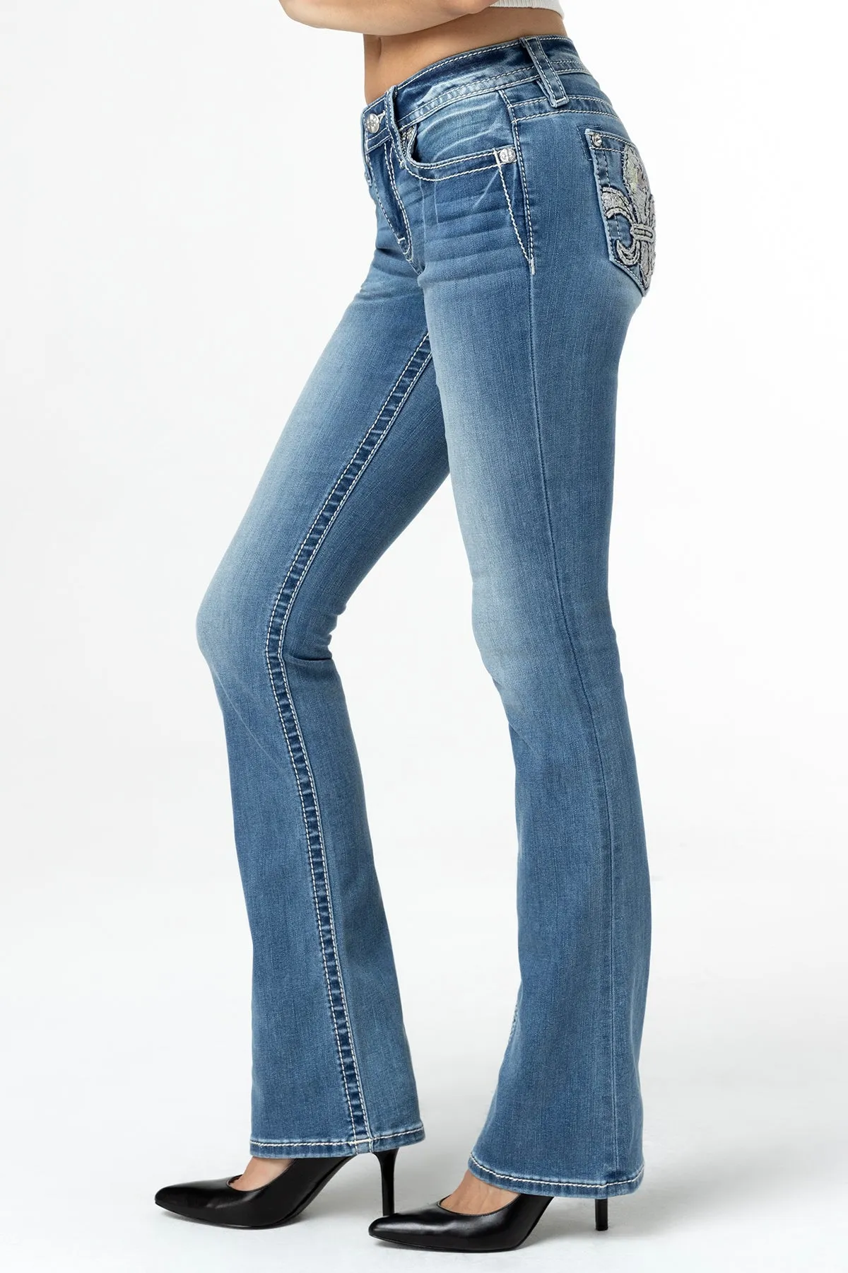 Sequin Fleur Bootcut Jeans