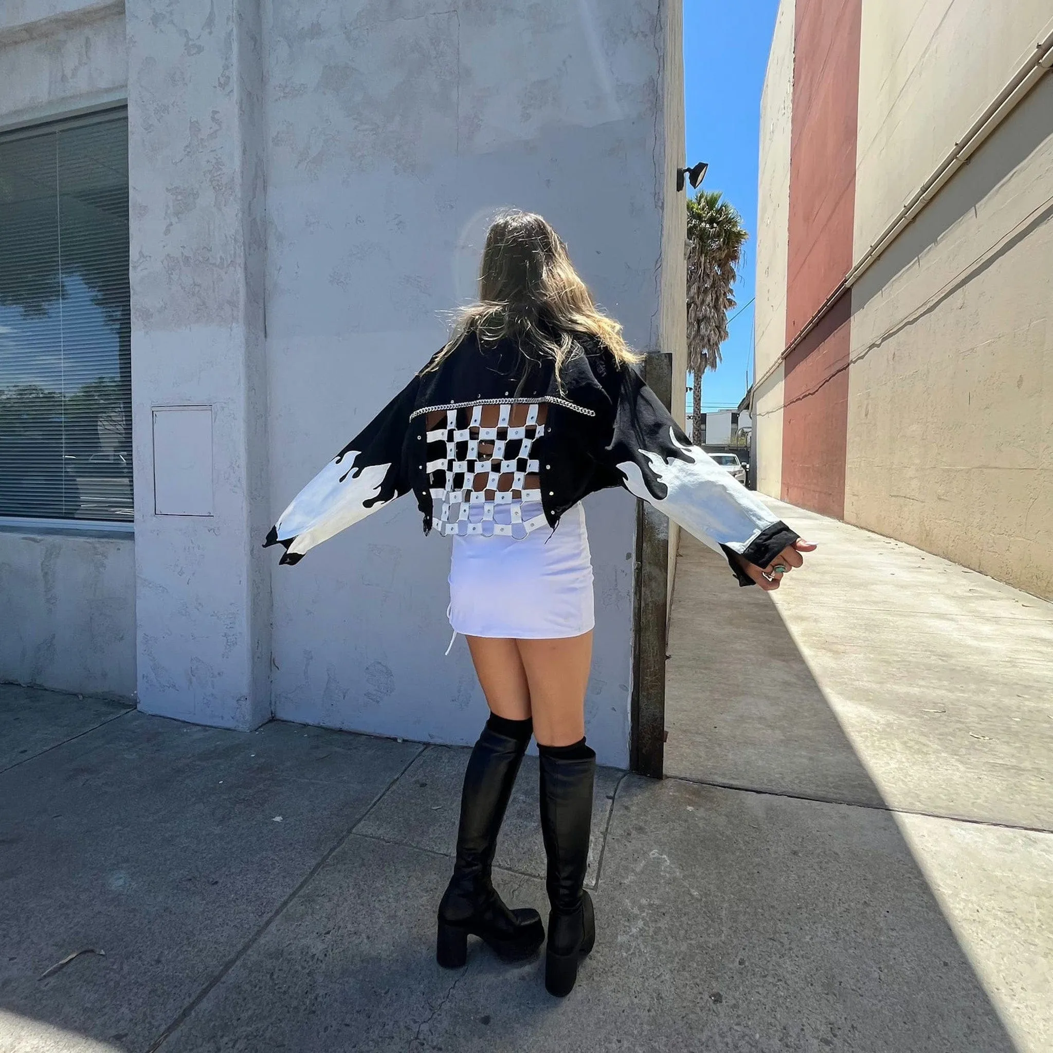 Silver Cropped Fyre Denim Jacket