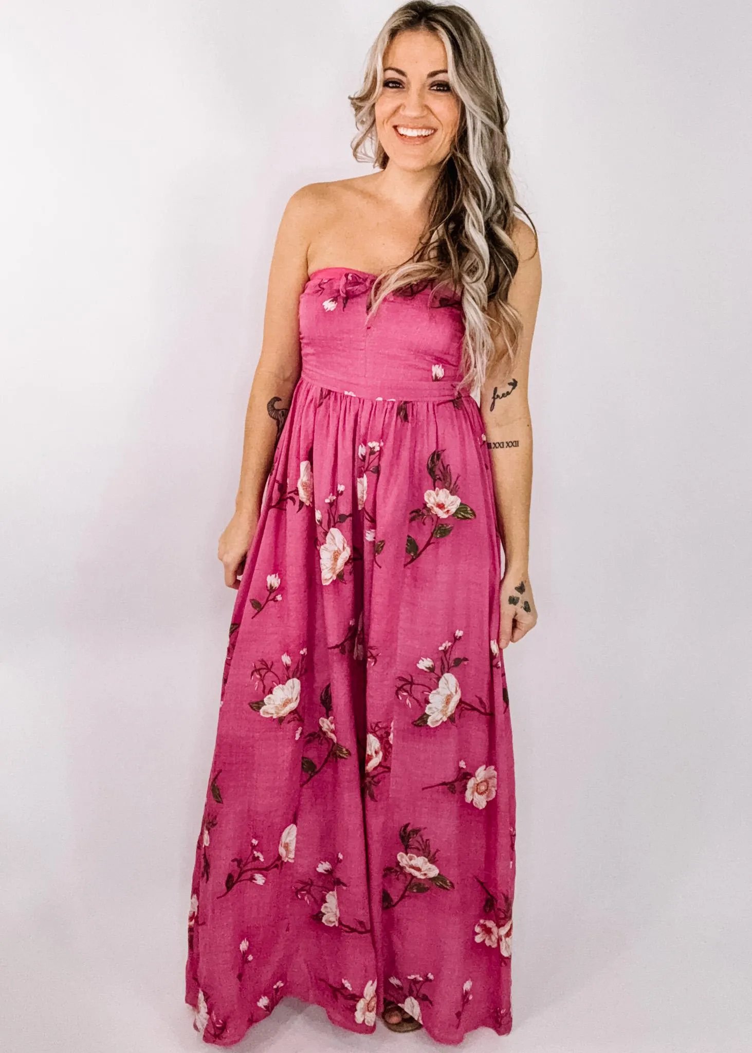Strapless Floral Jumpsuit