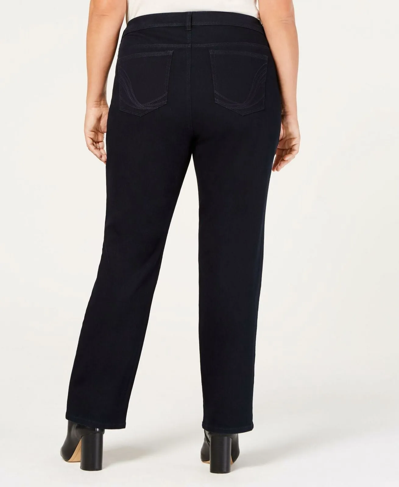 Style & Co Plus Size Tummy Control Straight-Leg Jeans Rinse 24W