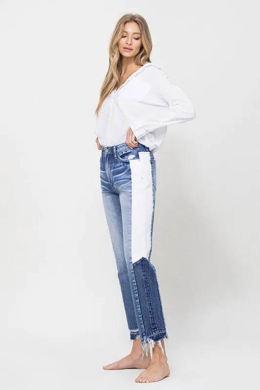 SUPER HIGH RISE STRAIGHT CROP W SIDE BLOCKING PANE*