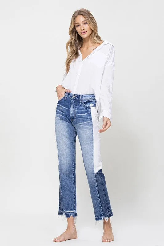 SUPER HIGH RISE STRAIGHT CROP W SIDE BLOCKING PANE*