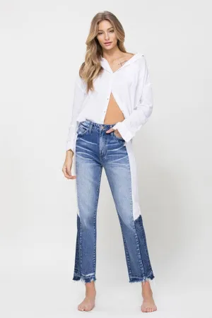 SUPER HIGH RISE STRAIGHT CROP W SIDE BLOCKING PANE*