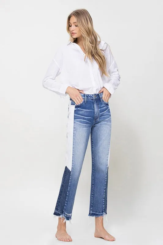 SUPER HIGH RISE STRAIGHT CROP W SIDE BLOCKING PANE*
