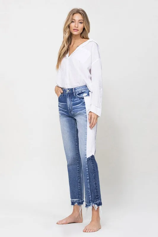 SUPER HIGH RISE STRAIGHT CROP W SIDE BLOCKING PANE*