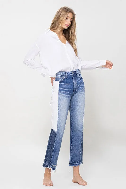 SUPER HIGH RISE STRAIGHT CROP W SIDE BLOCKING PANE*