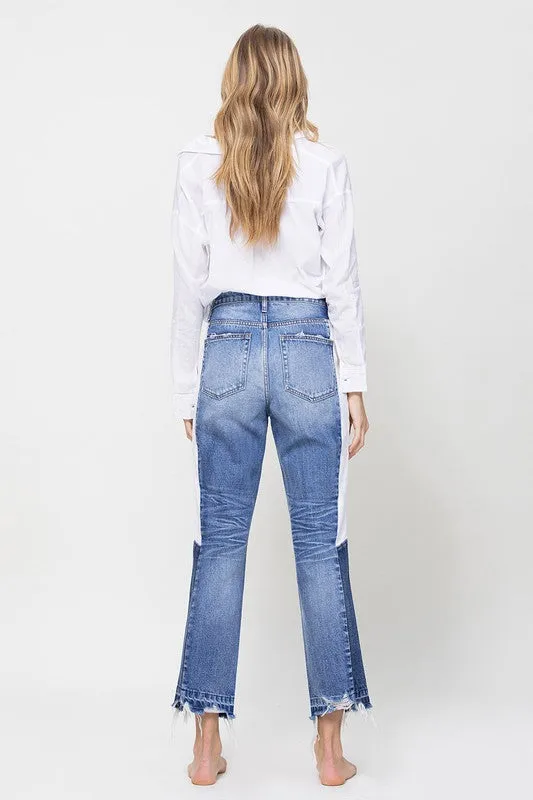 SUPER HIGH RISE STRAIGHT CROP W SIDE BLOCKING PANE*