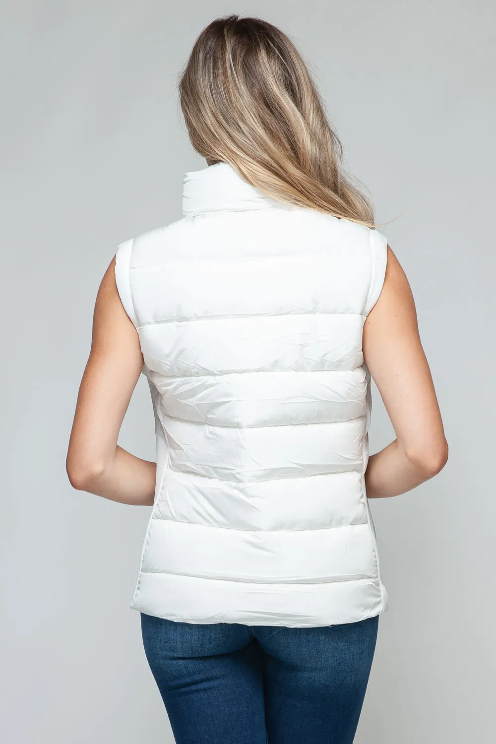 Tabitha White Zip Up Puffy Vest With Pockets