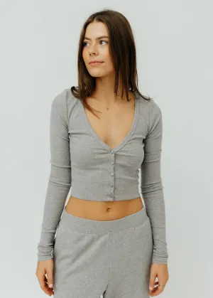 Éterne Cropped Cardigan in Heather Grey