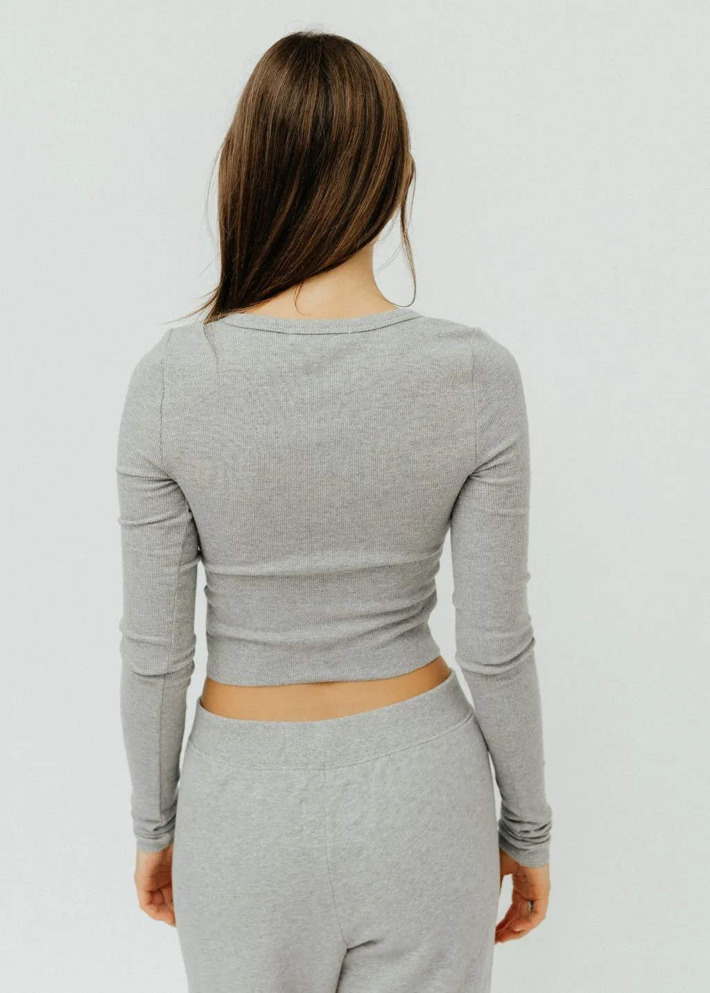 Éterne Cropped Cardigan in Heather Grey