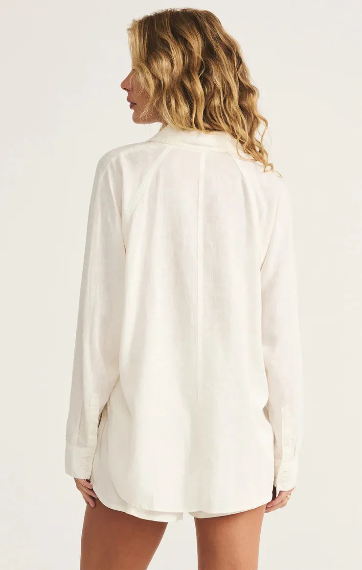 The Perfect Linen Top-White