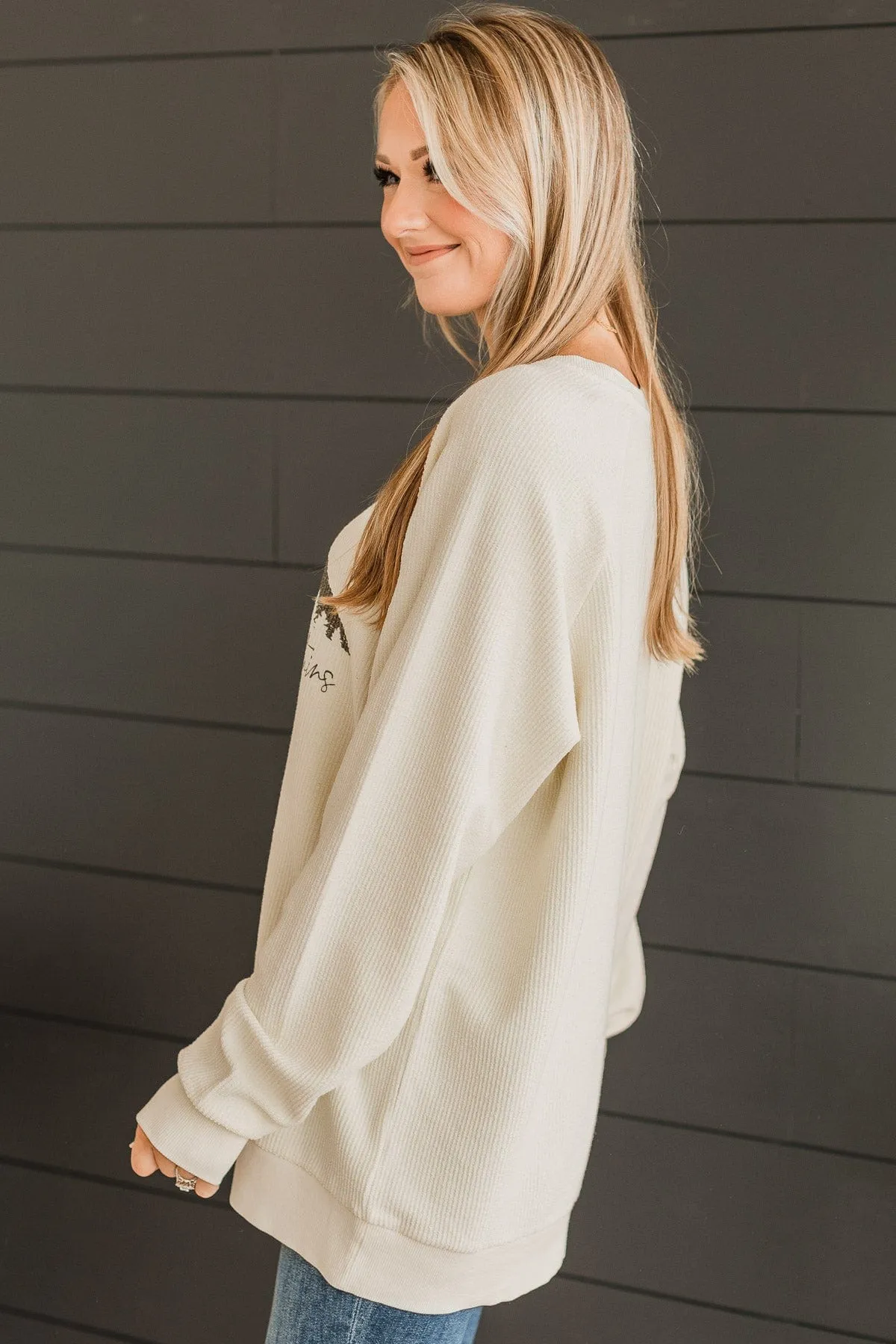 Thread & Supply "Rather Be In The Mountains" Crew Neck- Cream
