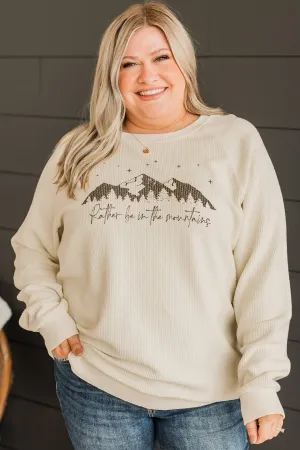 Thread & Supply "Rather Be In The Mountains" Crew Neck- Cream