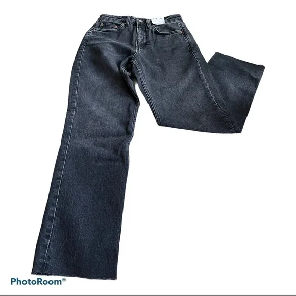 TOPSHOP straight leg jeans in washed black
