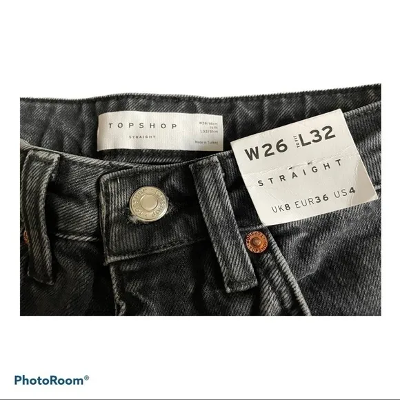TOPSHOP straight leg jeans in washed black