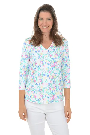 Tulip Bouquet UPF50  V-Neck Top