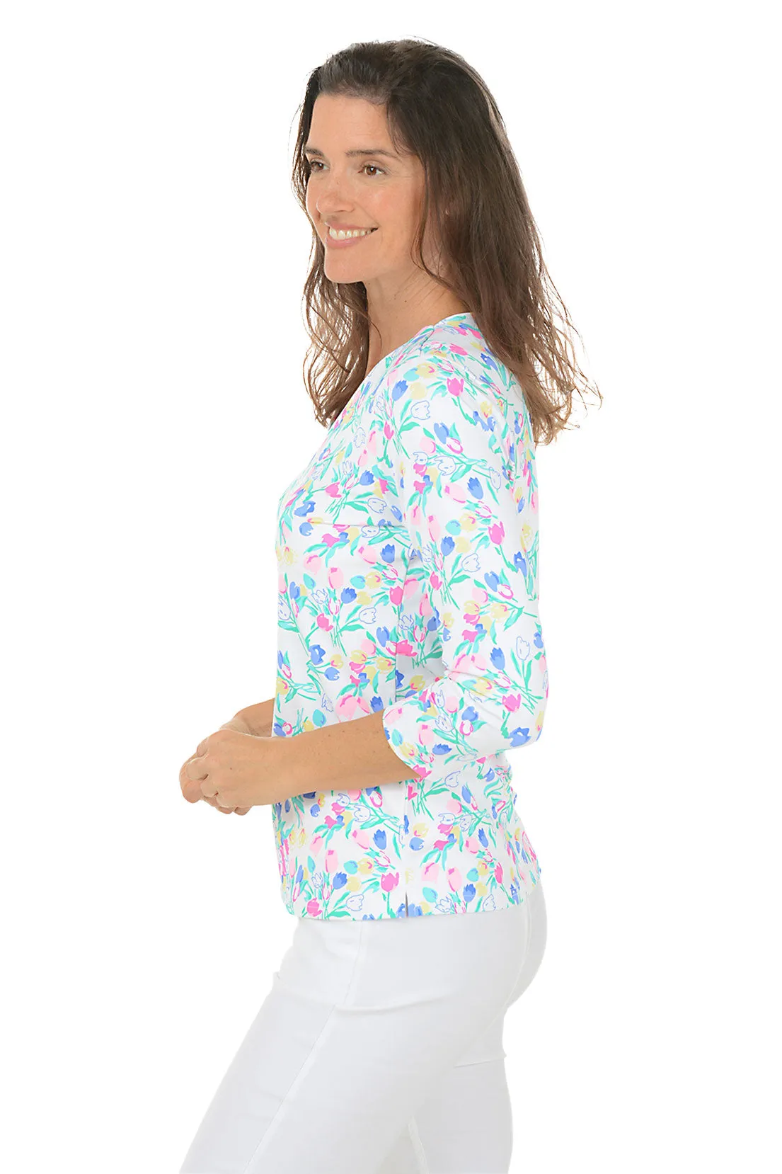 Tulip Bouquet UPF50  V-Neck Top