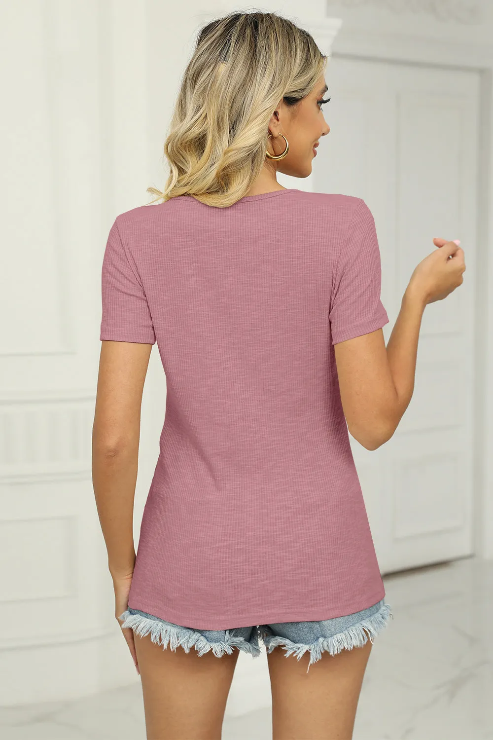 Twisted V-Neck T-Shirt (7 Colors)