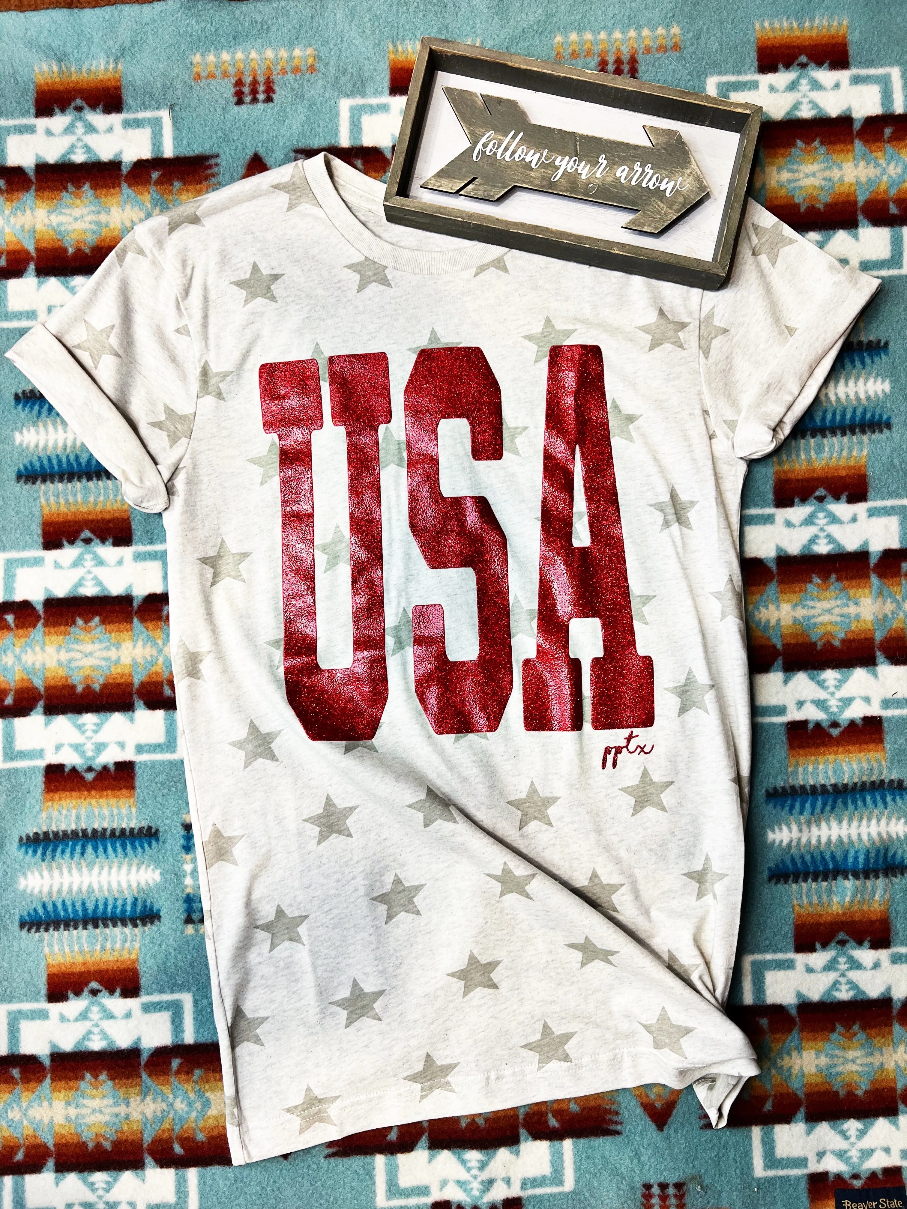 USA Red Glitter Tee