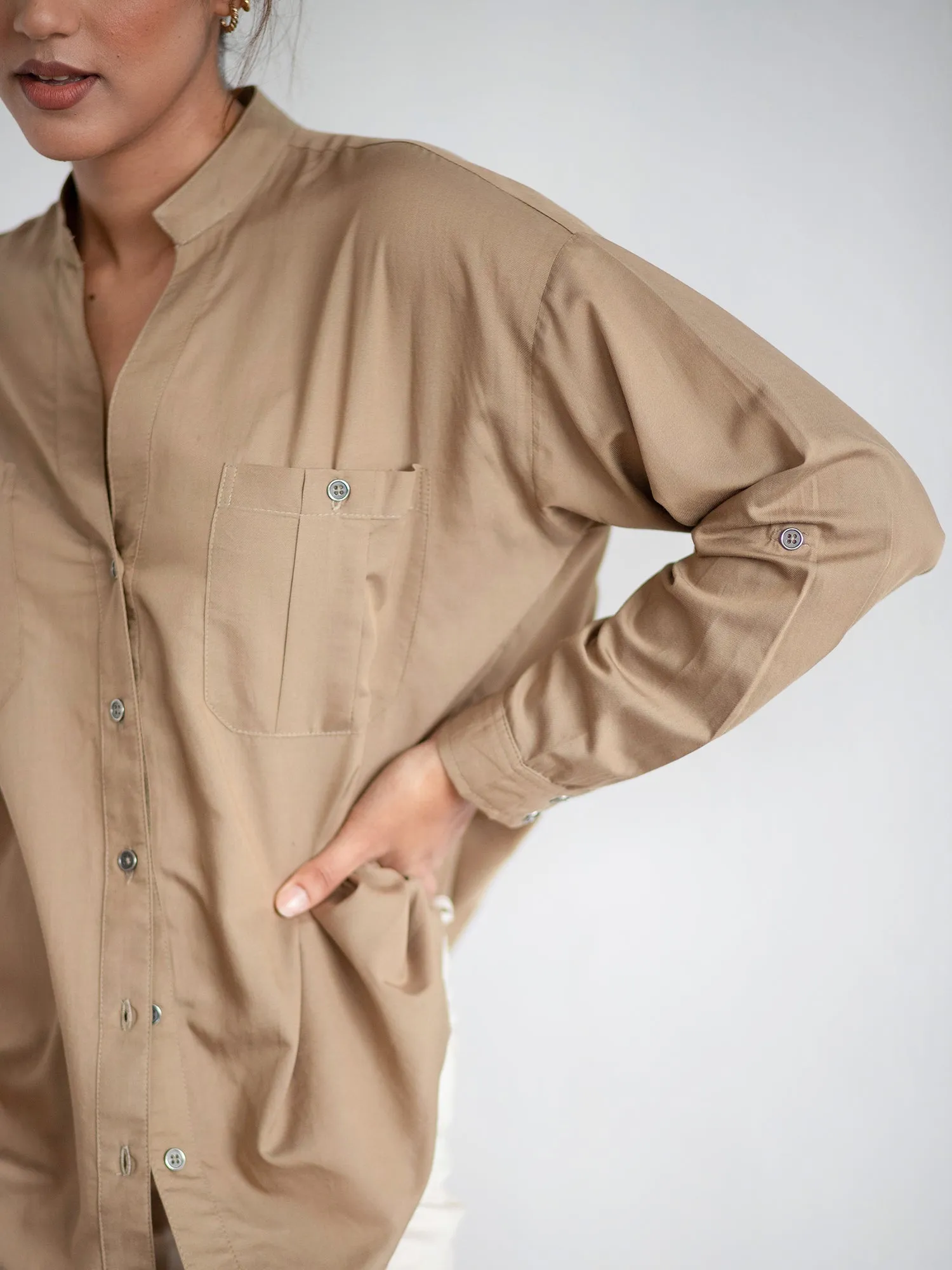 V-Neck Button Down Shirt