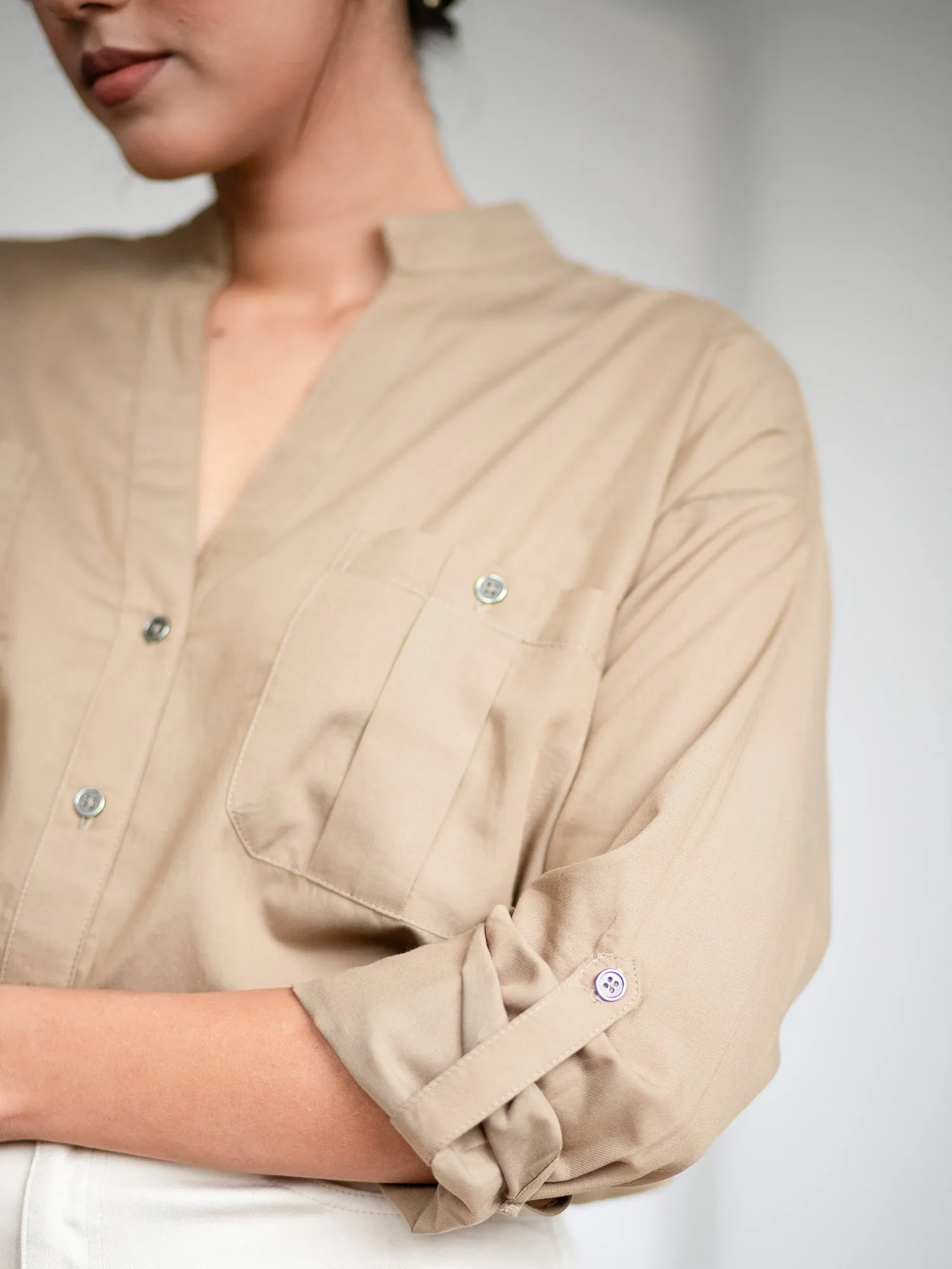 V-Neck Button Down Shirt