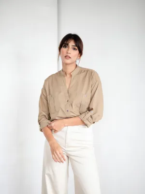V-Neck Button Down Shirt