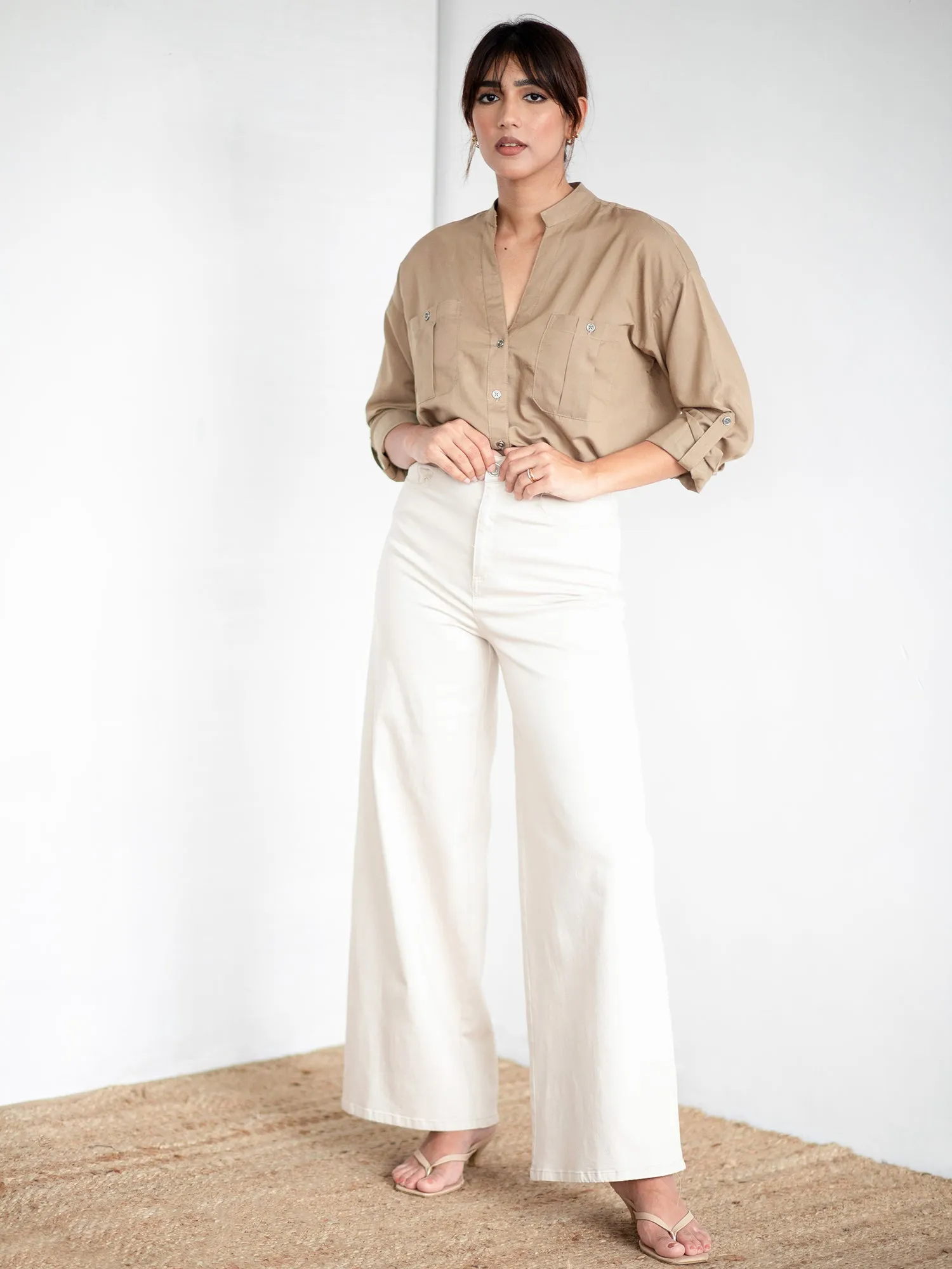 V-Neck Button Down Shirt