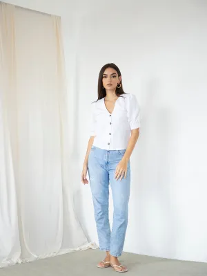V Neck Button Down Top
