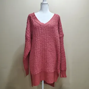   V-Neck Cable Popcorn Sweater