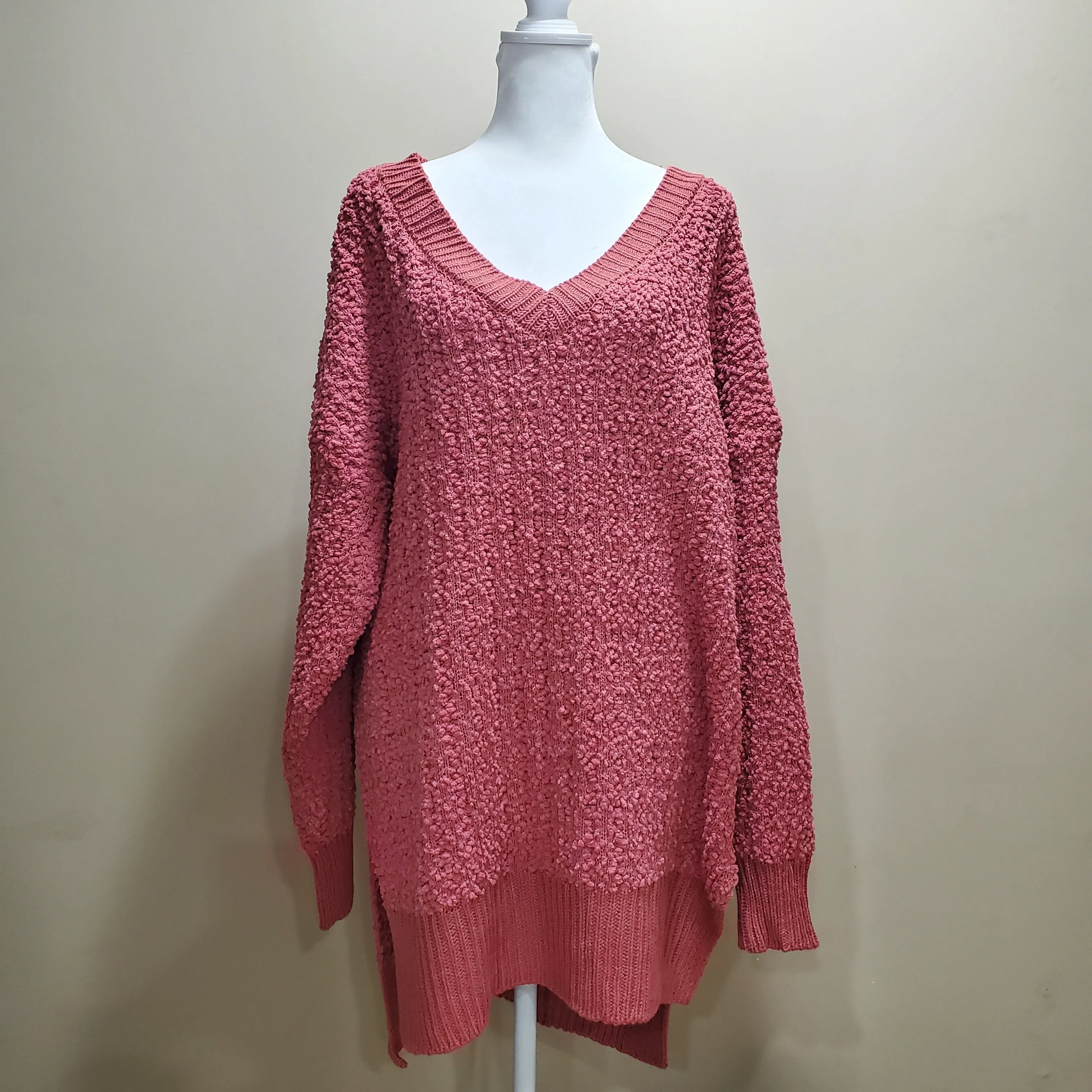   V-Neck Cable Popcorn Sweater