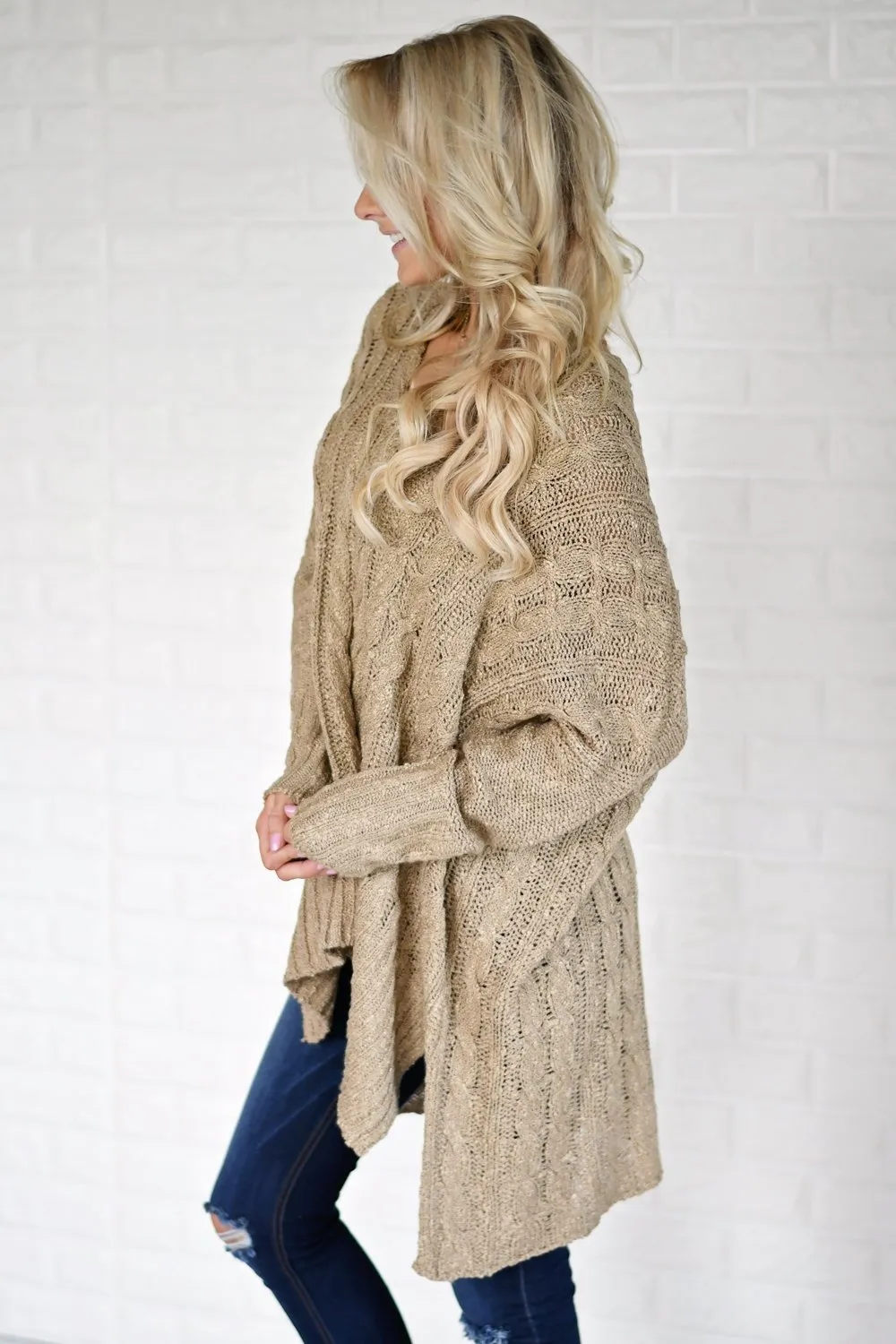 V-Neck Knitted Brown Sweater