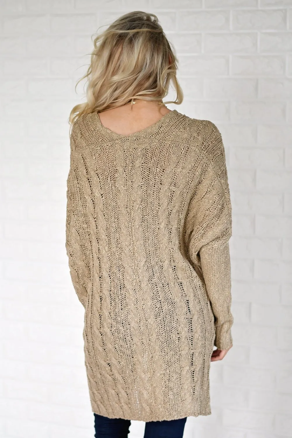 V-Neck Knitted Brown Sweater
