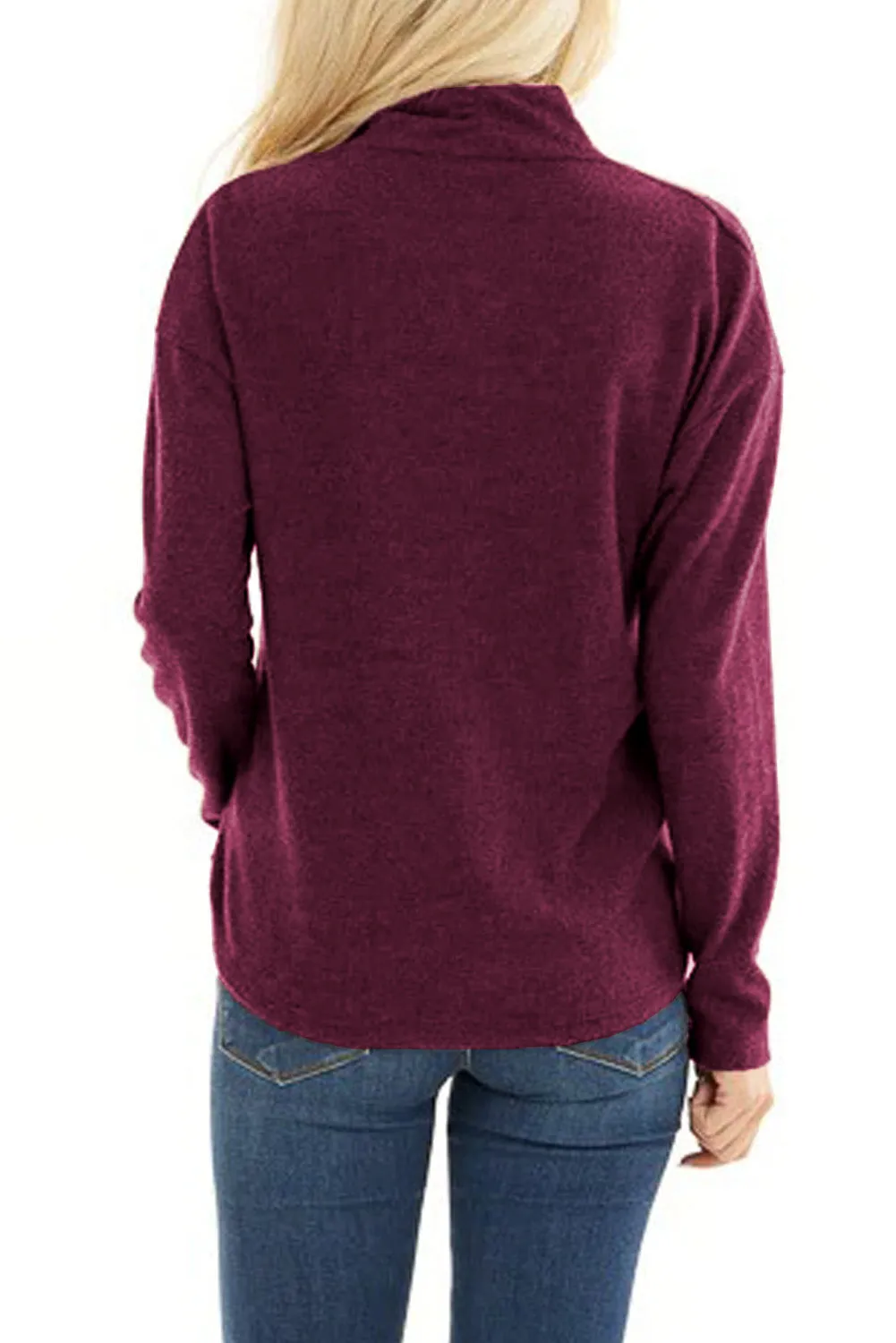 V-Neck Wrap Front Irregular Twist Hem Long Sleeve Top