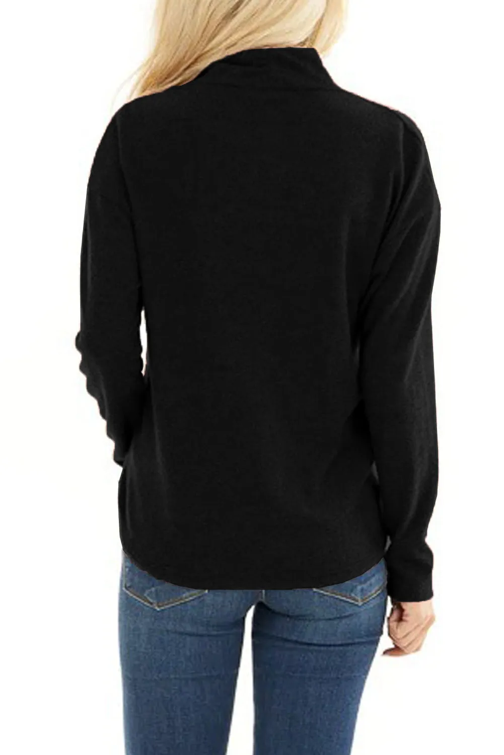 V-Neck Wrap Front Irregular Twist Hem Long Sleeve Top
