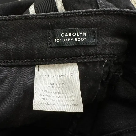 Veronica Beard Carolyn Baby Boot Cropped Jeans W/ Tux Stripes In Raven