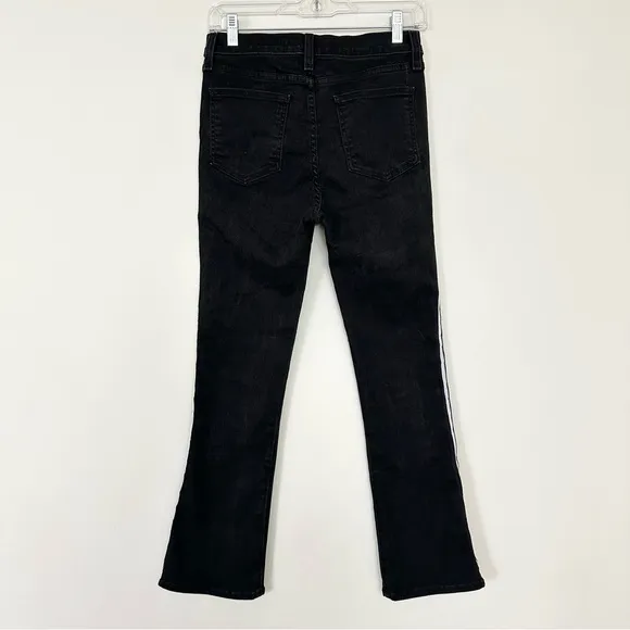 Veronica Beard Carolyn Baby Boot Cropped Jeans W/ Tux Stripes In Raven