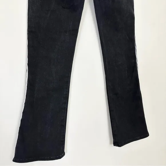Veronica Beard Carolyn Baby Boot Cropped Jeans W/ Tux Stripes In Raven