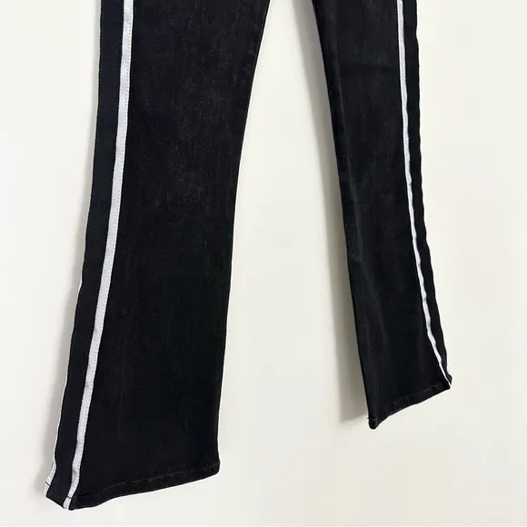 Veronica Beard Carolyn Baby Boot Cropped Jeans W/ Tux Stripes In Raven