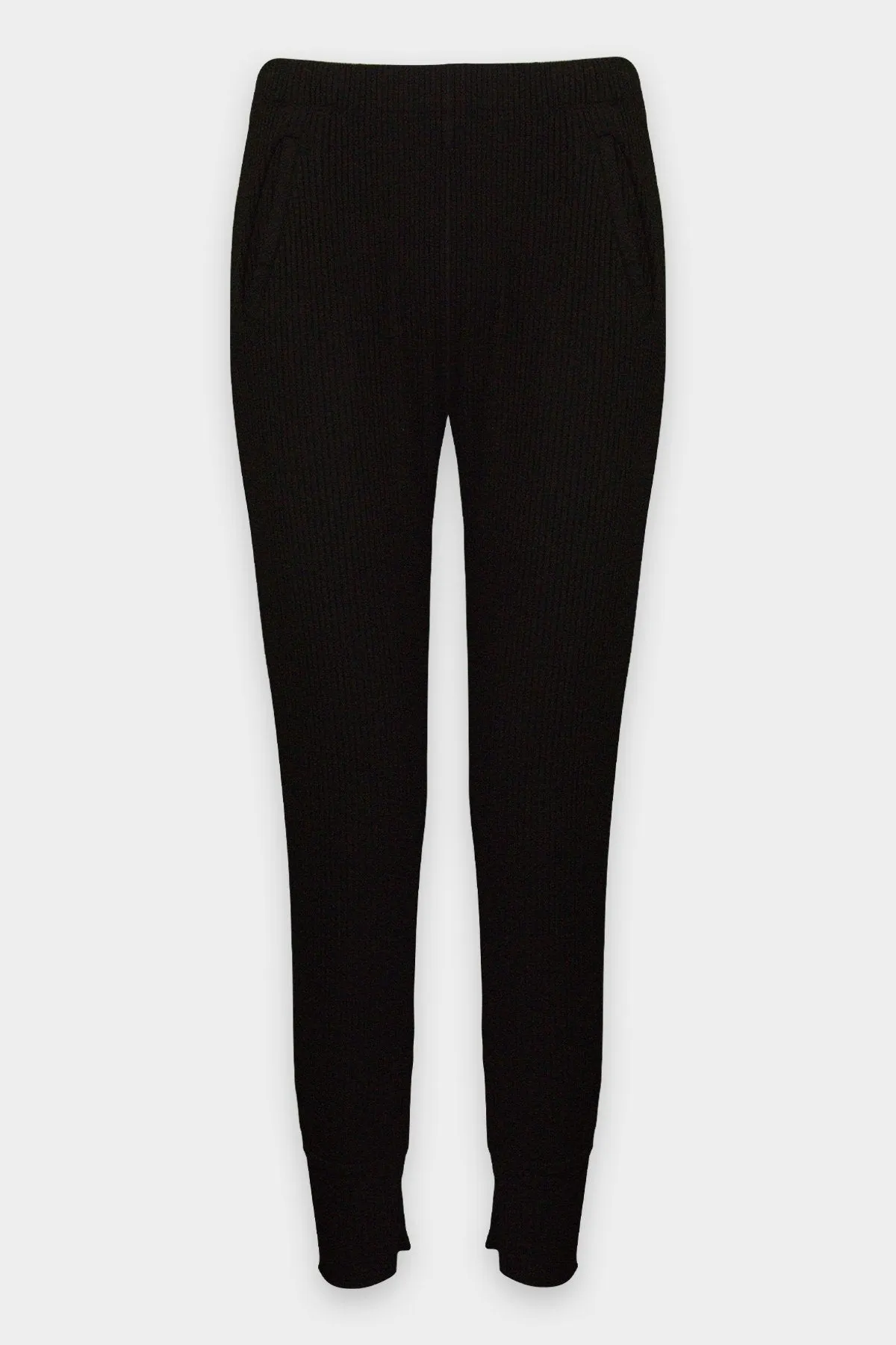 Viscose Rib Split Cuff Jogger in Black