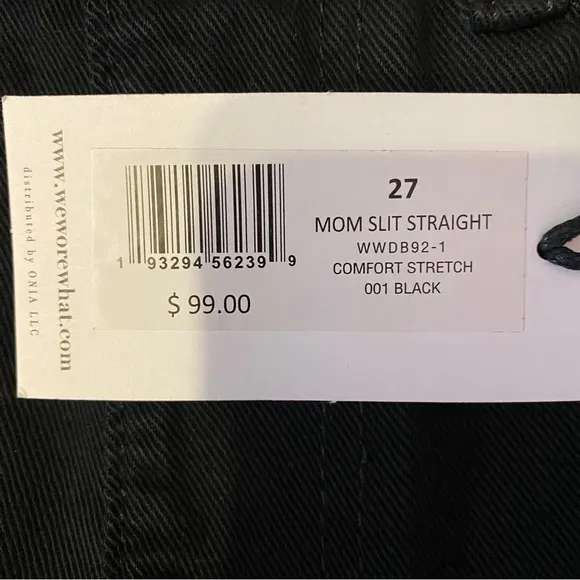 WeWoreWhat Mom Side Hem Slit Straight Leg Black Denim Jeans Size 27