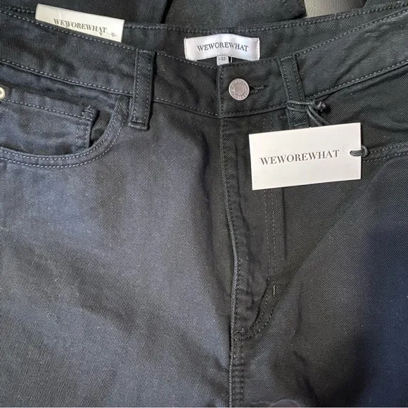 WeWoreWhat Mom Side Hem Slit Straight Leg Black Denim Jeans Size 27