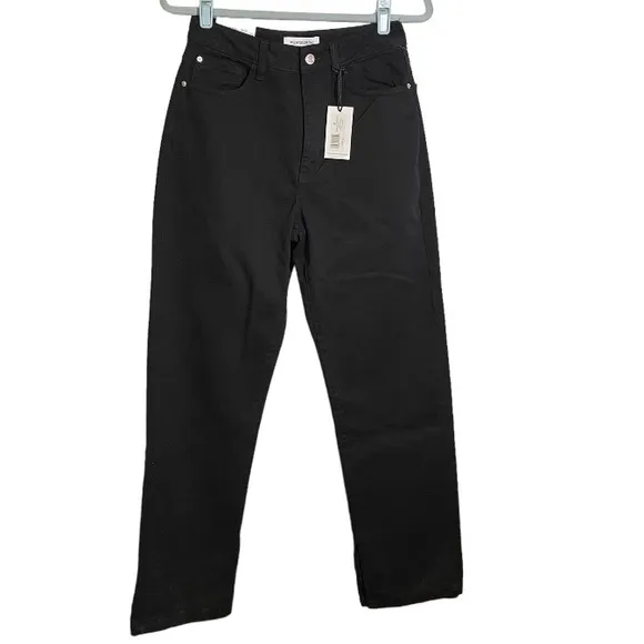 WeWoreWhat Mom Side Hem Slit Straight Leg Black Denim Jeans Size 27