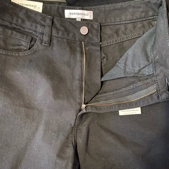 WeWoreWhat Mom Side Hem Slit Straight Leg Black Denim Jeans Size 27