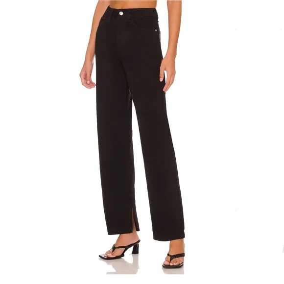 WeWoreWhat Mom Side Hem Slit Straight Leg Black Denim Jeans Size 27